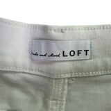 Loft Womens White Cotton Blend Frayed Hem Denim Shorts Casual Summer Size 32/14