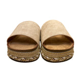 WeeBoo Women’s Beige Faux Suede Platform Slip-On Cushioned Slide Sandals Size 7