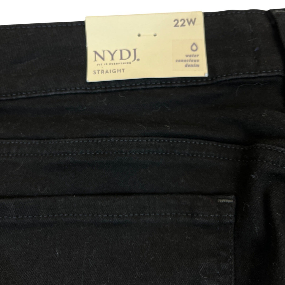 NYDJ Womens Black Denim Straight Leg Jeans  High Rise Tummy Control Sz 22W- New
