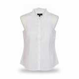 Banana Republic Womens White Sleeveless Button-Up Blouse With Lace Collar Size 4