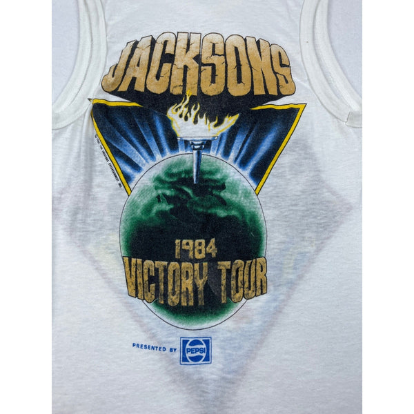 Vintage The Jacksons Victory Tour 1984 White Sleeveless Tee Sz S