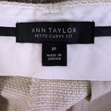 Ann Taylor Womens Beige Cotton Viscose Blend Petite Curvy Fit Pants Size 8P