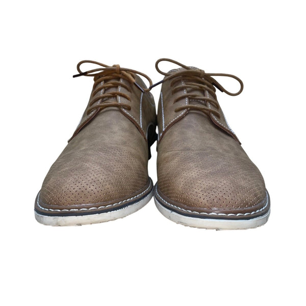Mio Marino Men’s Brown Faux Leather Perforated Lace Up Oxford Shoes Size 12