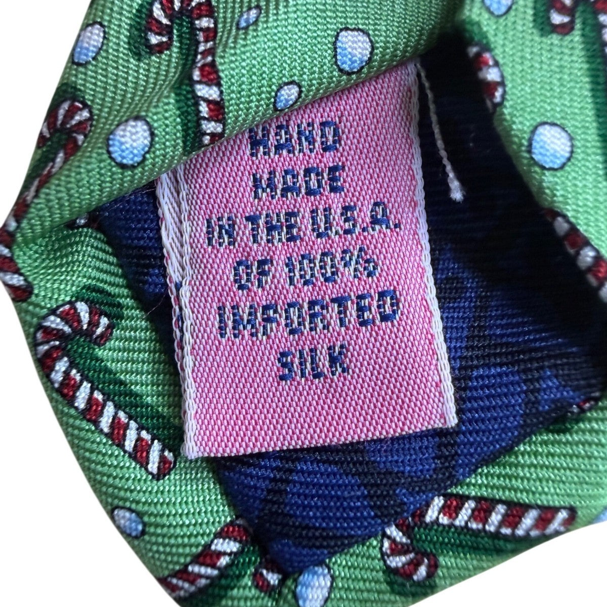 Vineyard Vines Mens Green Silk Candy Cane Patterned Tie