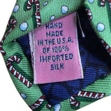 Vineyard Vines Mens Green Silk Candy Cane Patterned Tie
