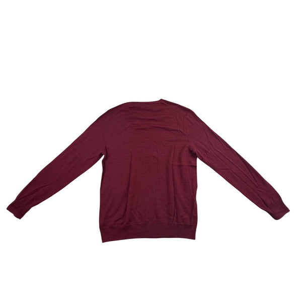 Calvin Klein Mens Red Merino Wool V-Neck Sweater Classic Fit Lightweight Size M