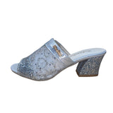 FashionShoes Women’s Silver Glitter Mesh Chic Slip-On Open-Toe Block Heel Sz 37