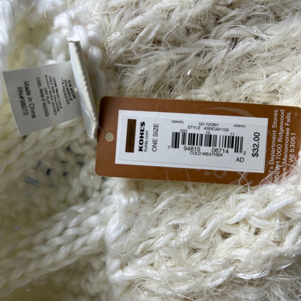 Sonoma Life+Style Ivory Infinity Scarf Soft Knit & Fuzzy Texture For Cozy Comfor