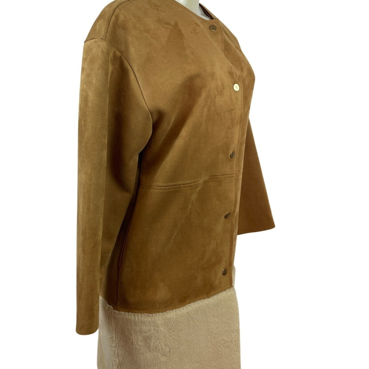 Zara W/B Brown Button-Up Coat With Pockets Size S