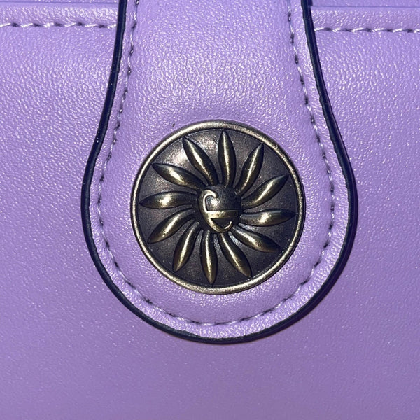Travelambo Women’s Purple Faux Leather Patterned Button Design Clutch Wallet