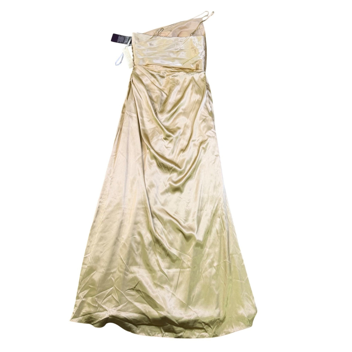 Galina Signature Womens Gold One-Shoulder Formal Gown Elegant Design Size 10 