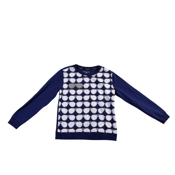 Karl Lagerfeld Paris Womens Navy Printed Long Sleeve Sweatshirt Size S
