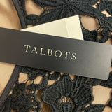 Talbots Petites Black Floral Lace Short Sleeve Top 14P New