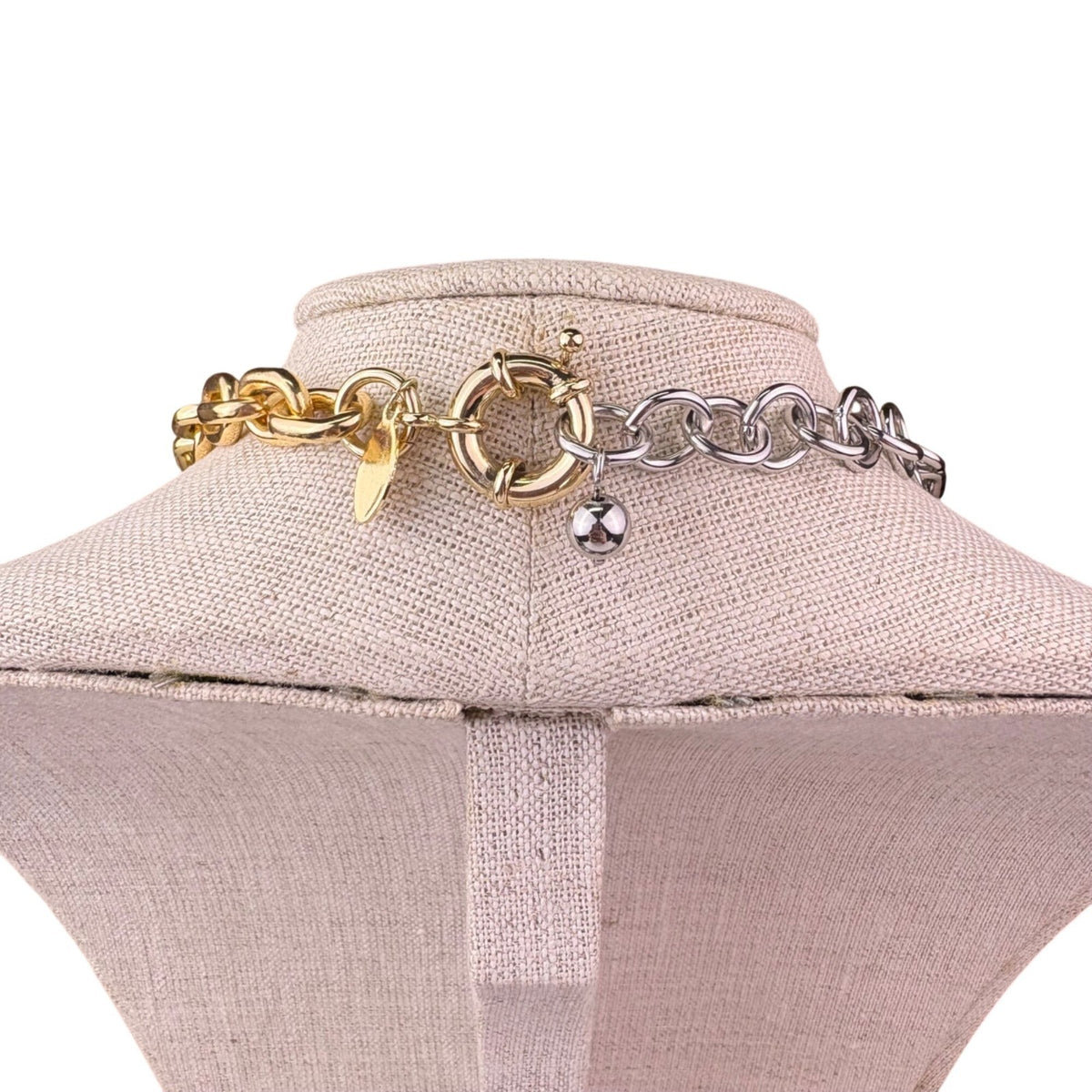 Chicos Womens Gold Tone & Silver Tone Chain Necklace Mixed Metal Design