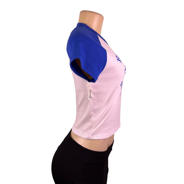 Ron Jon Womens Royal/White Surf Club Raglan Crop Top Size M