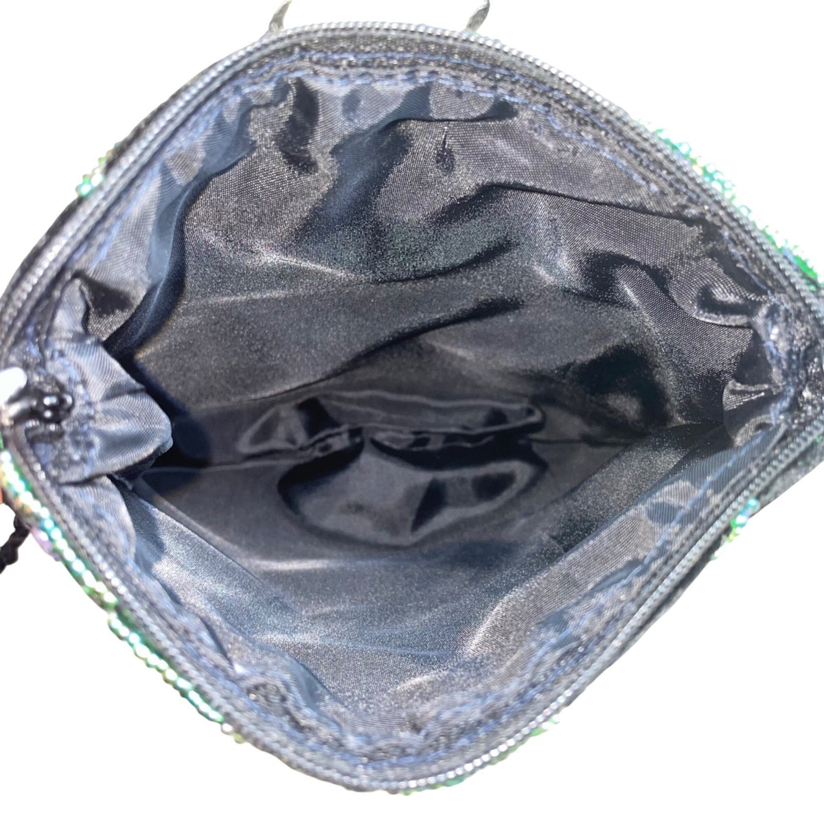 Beaded Women’s Dark Green Velvet Floral With Braided Strap Crossbody Purse
