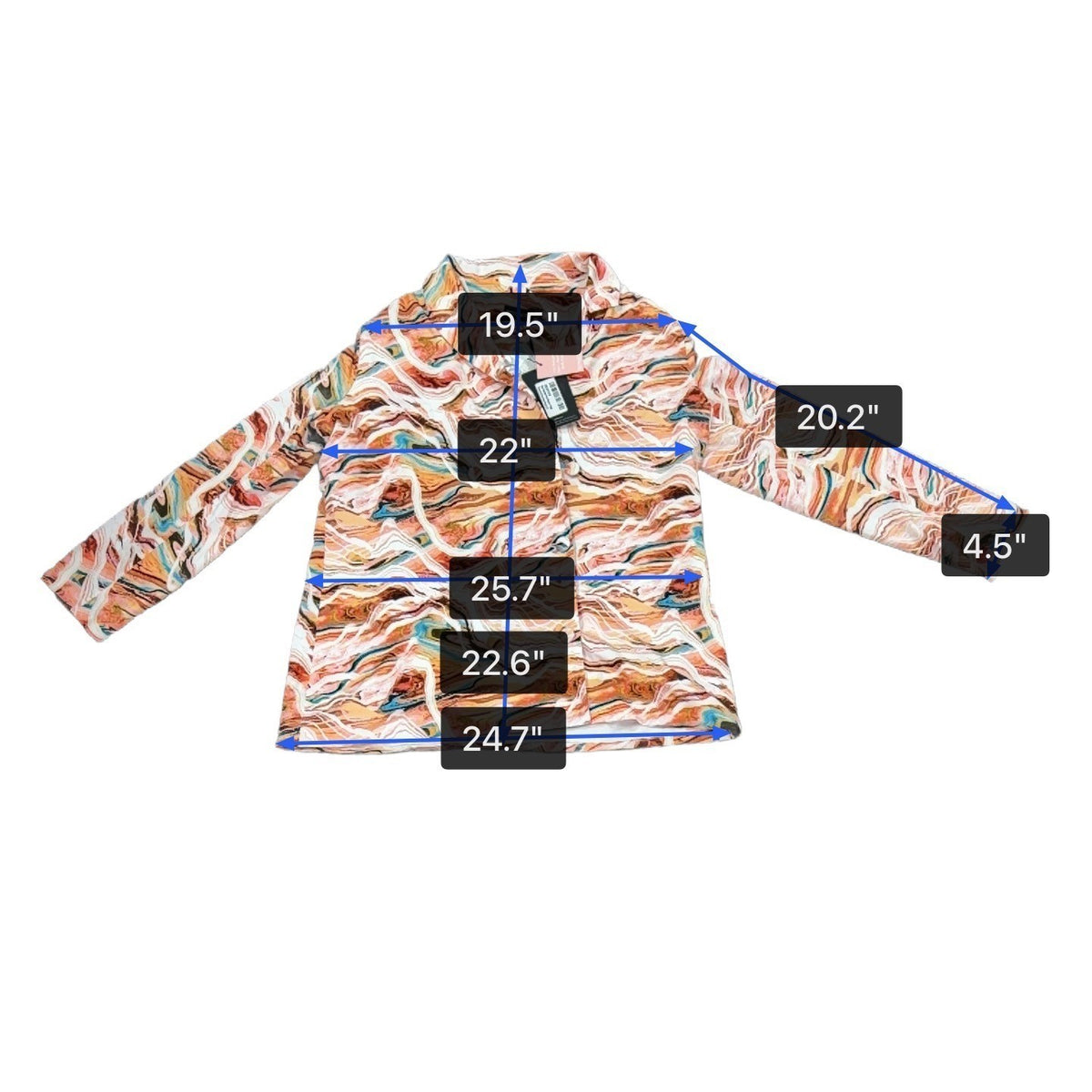 Pretty Little Thing Womens Multicolor Marble Print Oversized Blazer Size 6