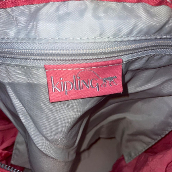 Kipling Women’s Coral Red Nylon  Expandable Zipper Closure Shoulder Bag