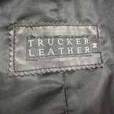 Trucker Women’s Black Leather Jacket Belted Wrap Style Size Medium