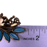 Crown Trifari Womens Gold Tone Blue Glass Squirrel Brooch Vintage Style