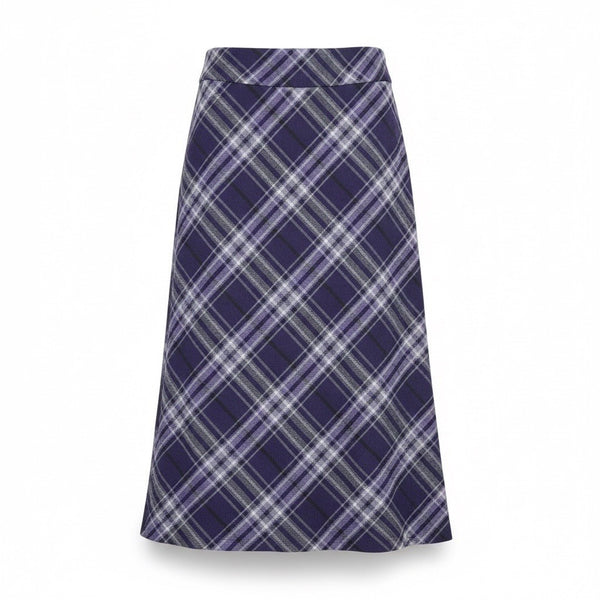 Talbots Womens Purple Plaid Wool-Blend Lined A-Line Midi Skirt Size 2P