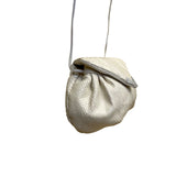 Novita Krishan Women’s White Snakeskin Embossed Rhinestone Clasp Crossbody Bag