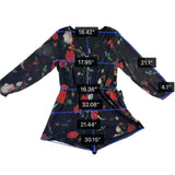 Express Womens Black Polyester Floral Long Sleeve Romper Machine Washable Size L