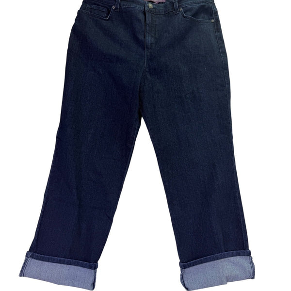 Gloria Vanderbilt Womens Dark Wash Denim Amanda Cuffed Capri Jeans Size 16S