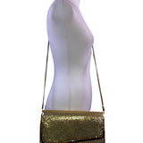 Vtg La Regale Women’s Gold Metal Mesh Shoulder Strap asymmetrical Evening Clutch