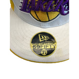NBA Newera White Basketball Hat Los Angeles Lakers Fitted Cap Sz 7