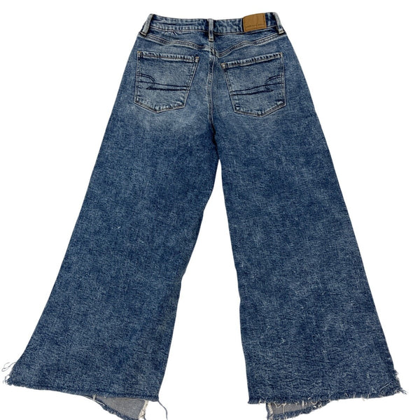 American Eagle Wide Leg Stretch Denim Jeans Womens Medium Wash Size 0