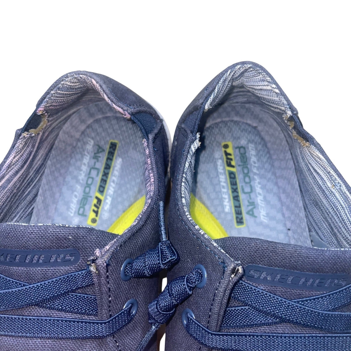 Skechers Men’s Navy Blue Textile Memory Foam Slip-On Loafers Shoes Size 10