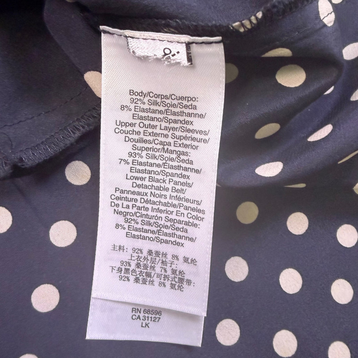 DKNY Womens Navy Polka Dot Silk-Blend Shirt Dress With Belt Size M
