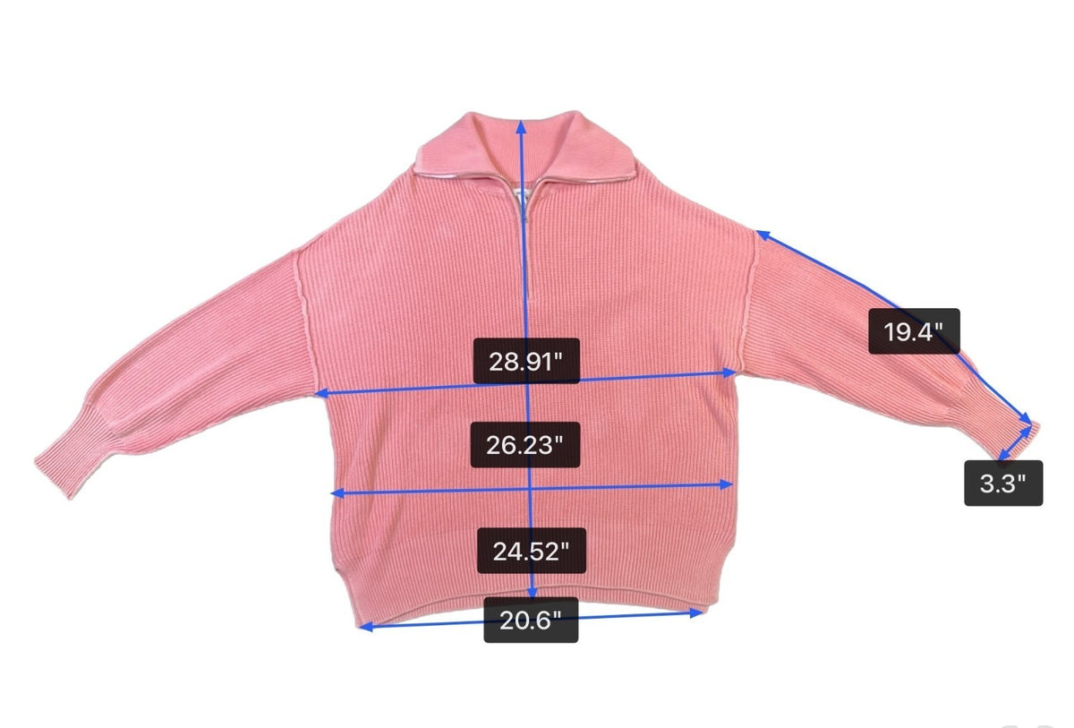 Aerie Womens Pink Ribbed Relaxed Fit & Half-Zip Knit Sweater Size SP