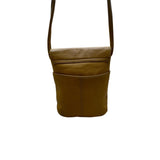Tignanello Women’s Yellow Leather With Front Zip Pocket Crossbody Bag