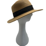 Furtalk Wide Brim Straw Sun Hat With Black Ribbon Band Sz L