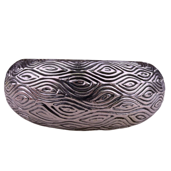 Sterling Silver 925 Womens Etched Bangle Bracelet & Hoop Earrings Set Vintage