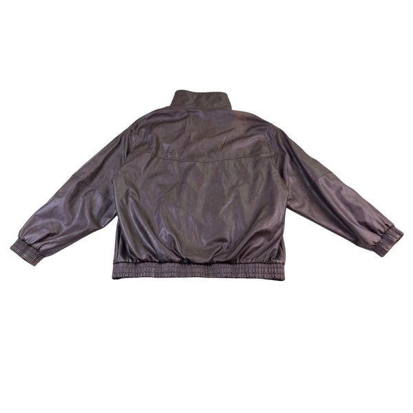 Bershka Mens Brown Faux Leather Bomber Jacket Lining Lightweight Size XL