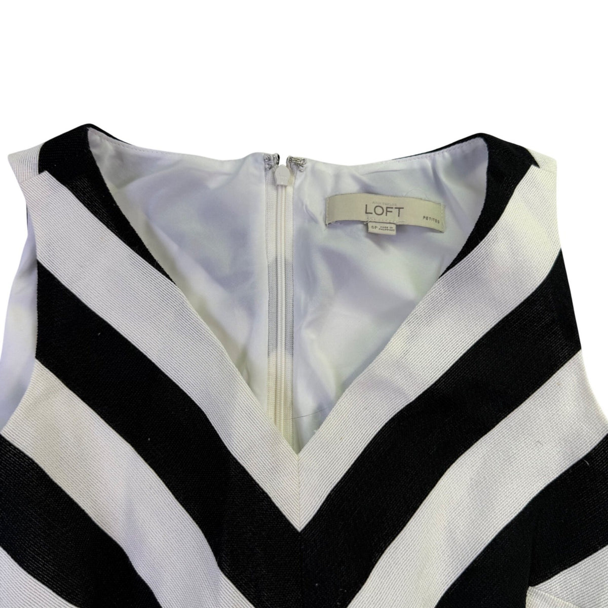 Ann Taylor Loft Womens Black & White Chevron Stripe Fit & Flare Dress Size 6P