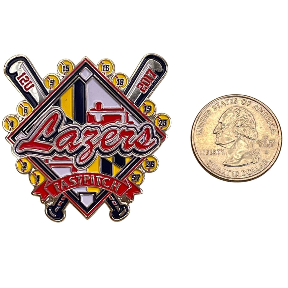 Lazers Fastpitch 12U Team Trading Pin With Dual-Post Backing