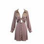 Asos Womens Mauve Tie-Front Long-Sleeve Dress Buttoned Size US 10
