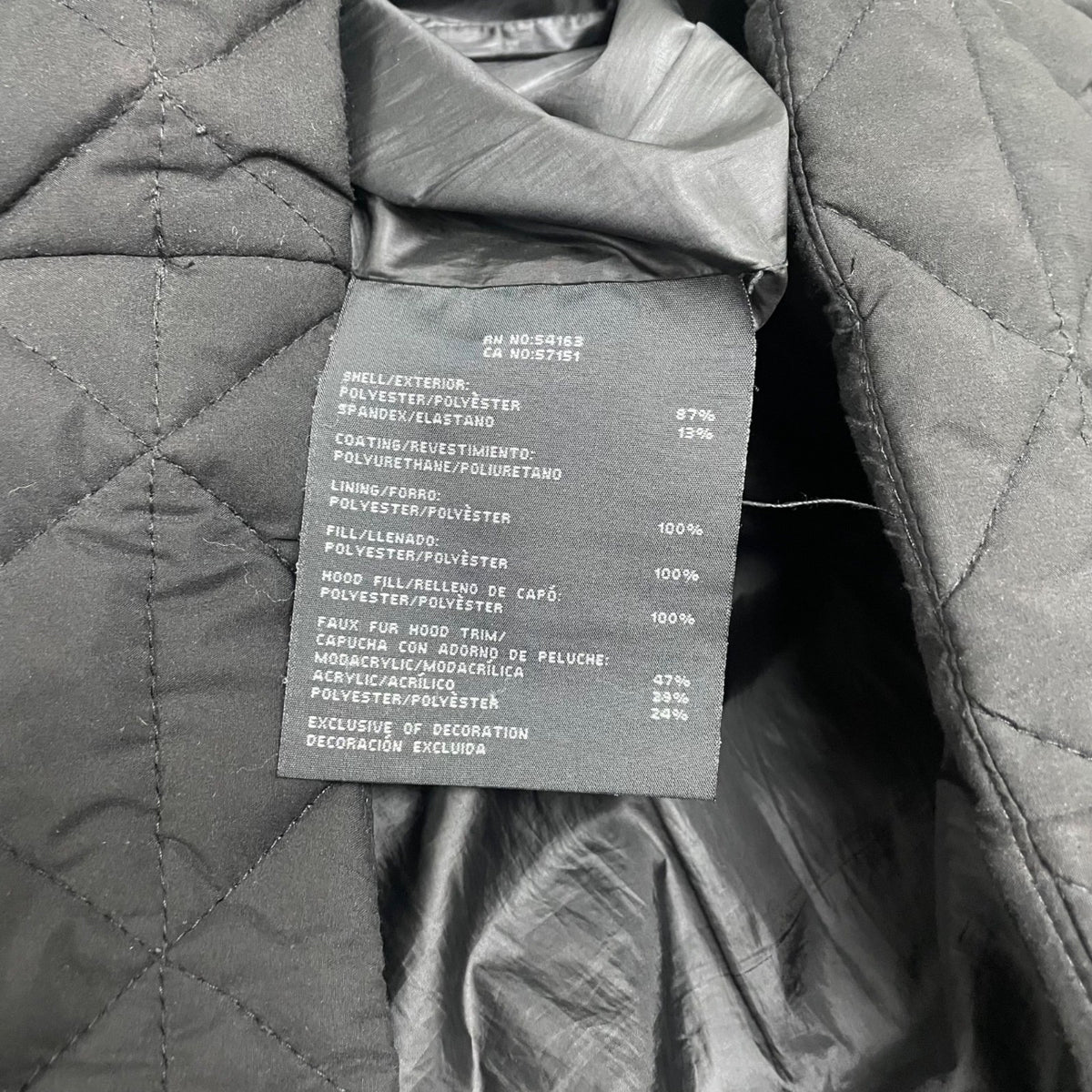 Marc New York Womens Black Quilted Hooded Coat Faux Fur Trim DownPockets Sz XL