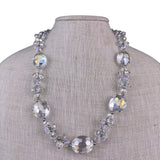 Vintage Womens Clear Crystal Bead Necklace & Earrings Set Adjustable Chain