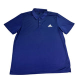 Adidas Mens Blue Polyester Polo Shirt  Embroidered Logo Short Sleeve Size XL