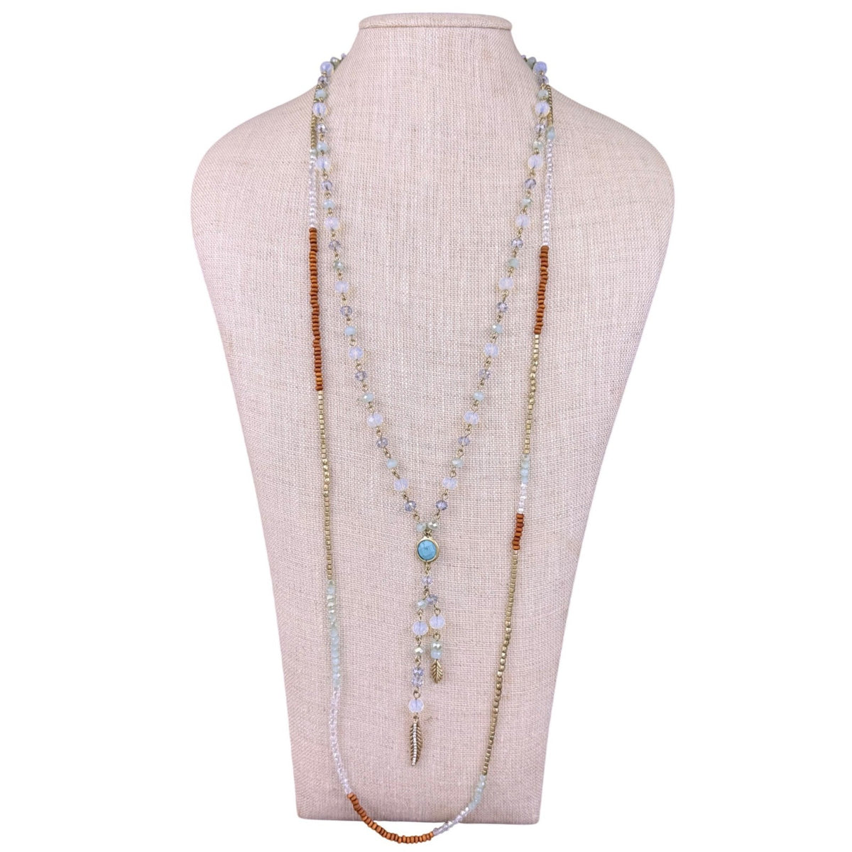 Lonna & Lilly Womens Multicolor Beaded Crystal Long Necklace Tassel Accents