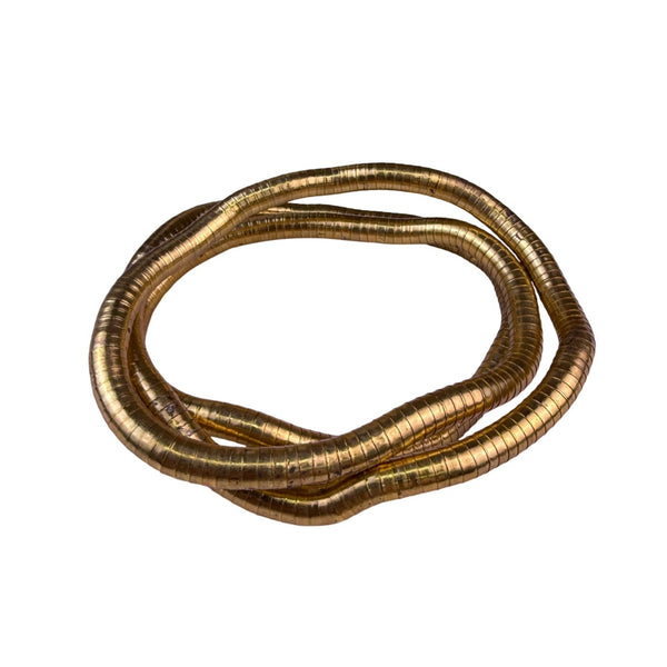 Vintage Gold Tone Flexible Tubular Necklace Or Bracelet Ribbed Textured Design