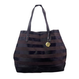 Tommy Hilfiger Women’s Black Striped Nylon & Leather Everyday Tote Bag