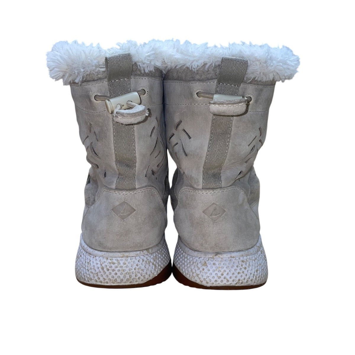 Sperry Womens Gray Leather & Wool White Faux Shearling-Lined Winter Boots Sz 10M