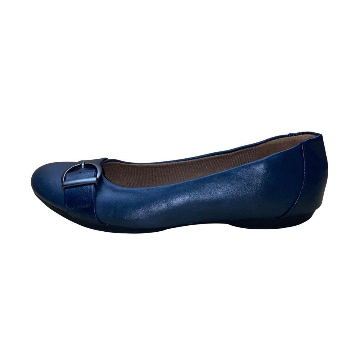 Euro Soft By Sofft Women’s Navy Buckle Strap Round Toe Slip-On Flat Shoes 8M