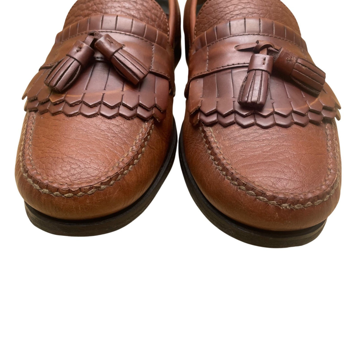 H.S Trask Men’s Brown Leather Vibram Sole Tassel Moccasin Size 12N